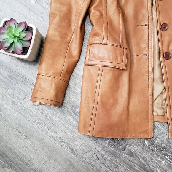 Vintage * Danier Leather * Cognac Jacket Sz S - Picture 6 of 13